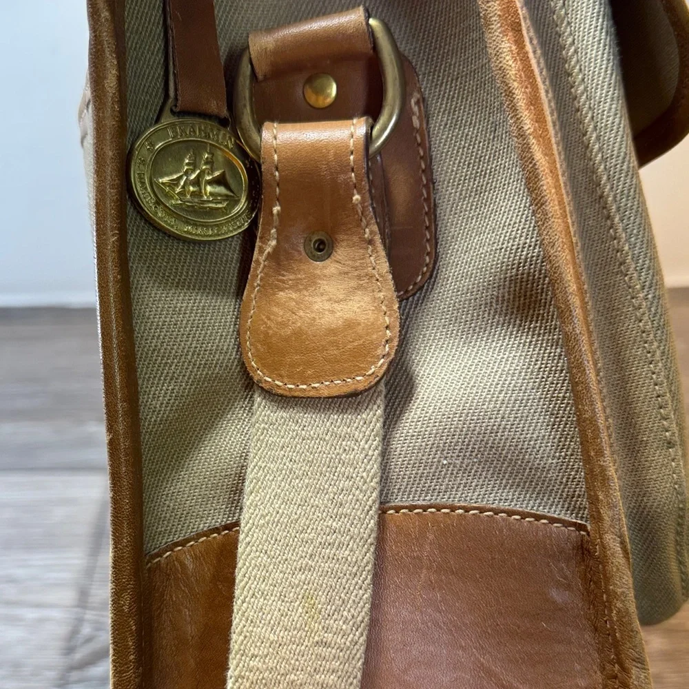 Brahmin & Sperry tan Canvas and Leather Men's messenger Bag